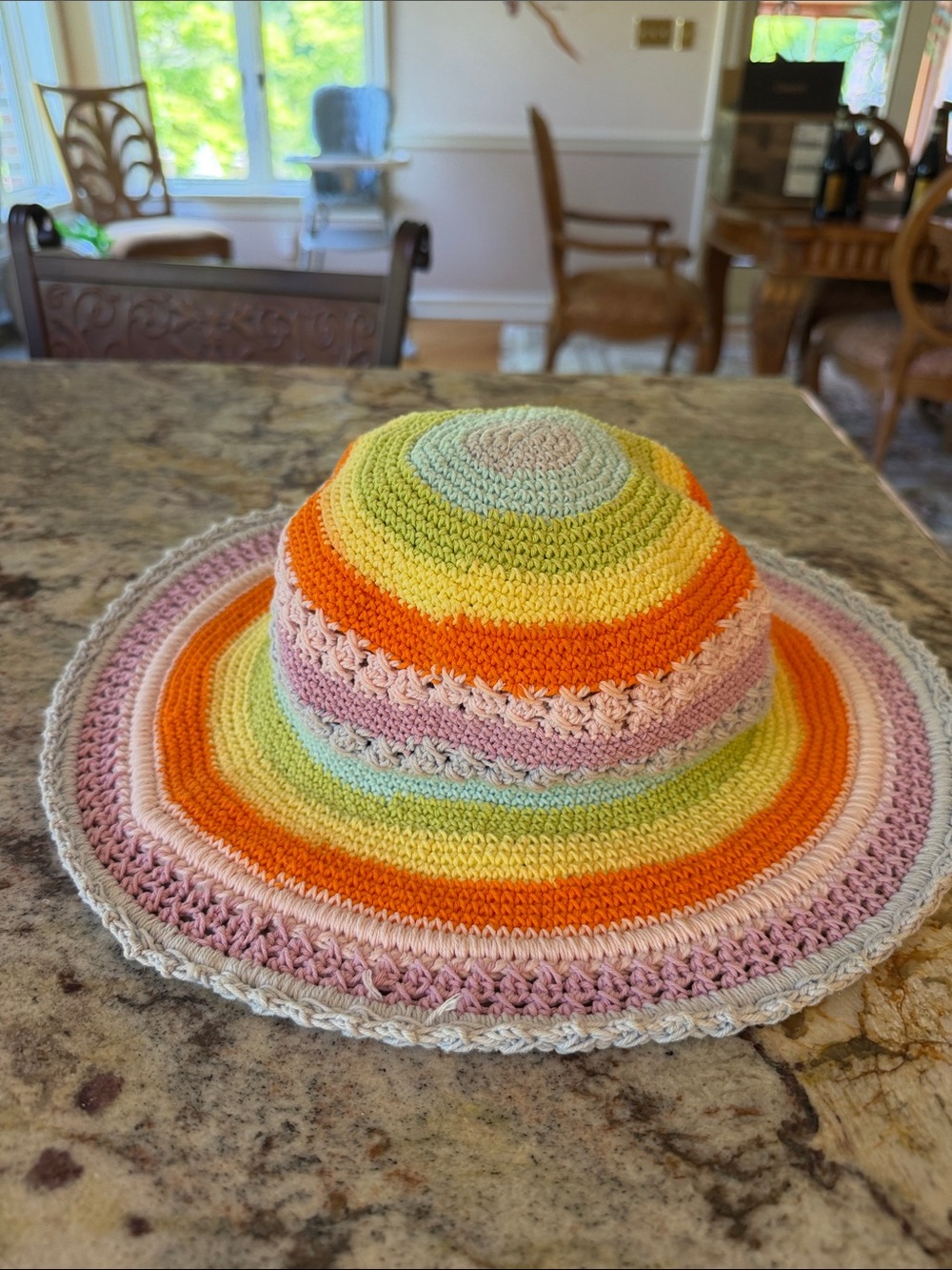 Multicolor Crochet Wide-Brim Sun Hat